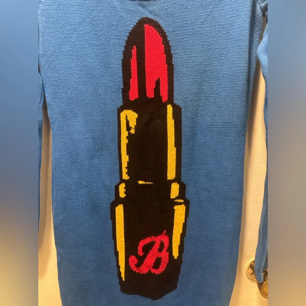 Vintage Betsey Johnson blue lipstick “B” initial Marilyn dress - Picture 3 of 5